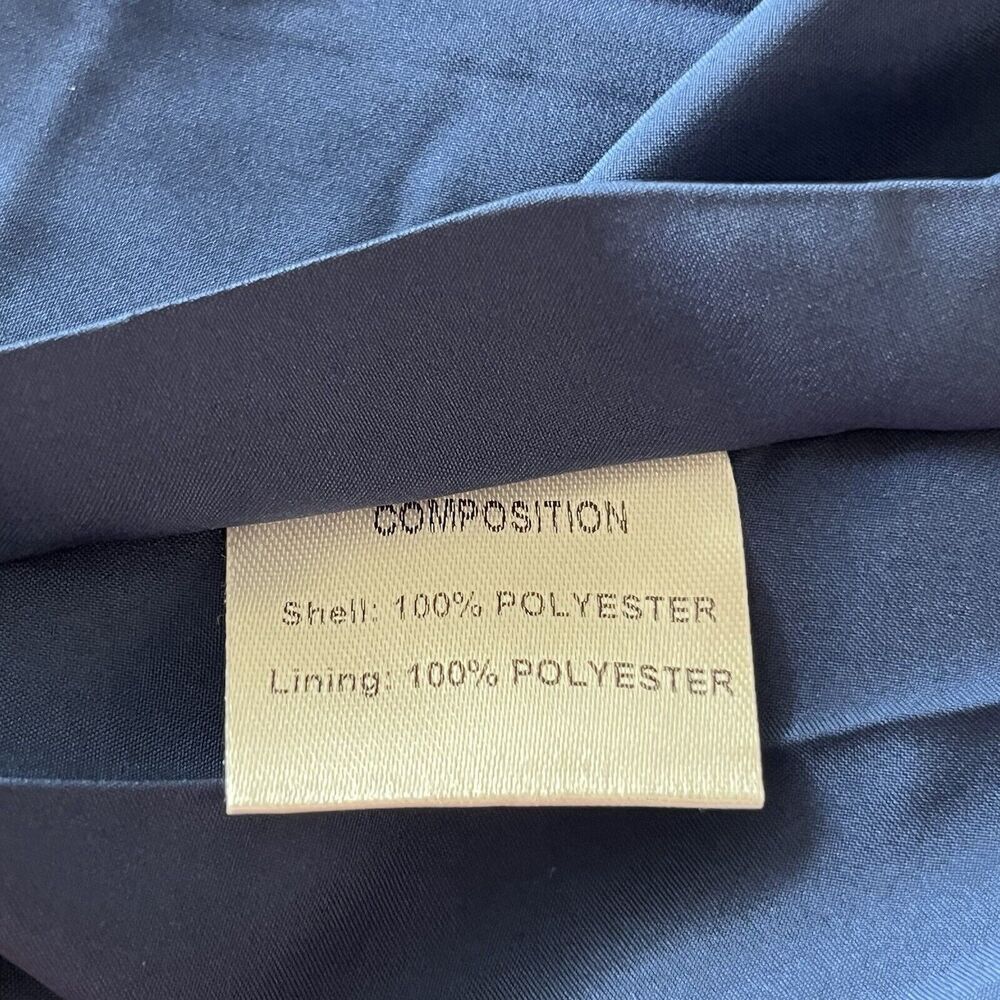 Alieva Puff Sleeve Satin Midi Dress Navy Blue Size Small NWT Party Dress - Picture 10 of 11